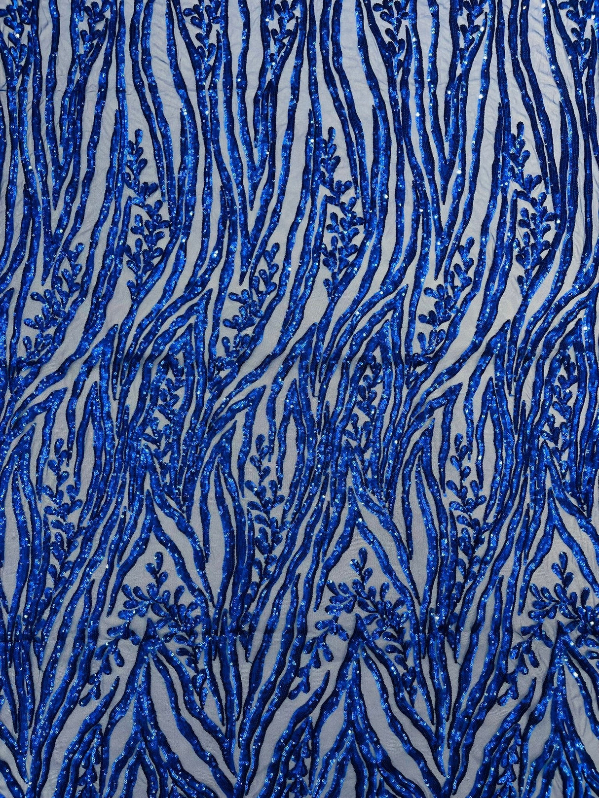 Vine/Root Sequin 4 Way Stretch Mesh Fabric - Vine/Root Sequin Pattern, 54" Width (1 Yard)
