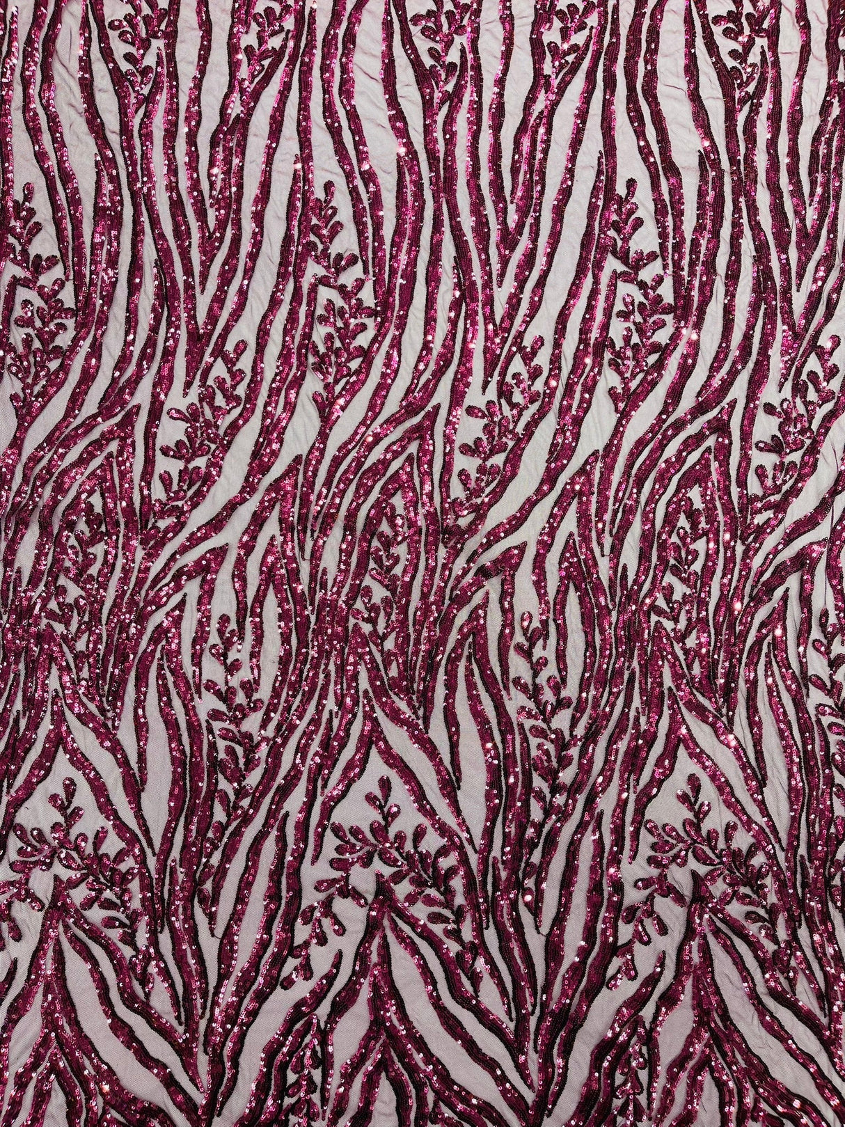 Vine/Root Sequin 4 Way Stretch Mesh Fabric - Vine/Root Sequin Pattern, 54" Width (1 Yard)
