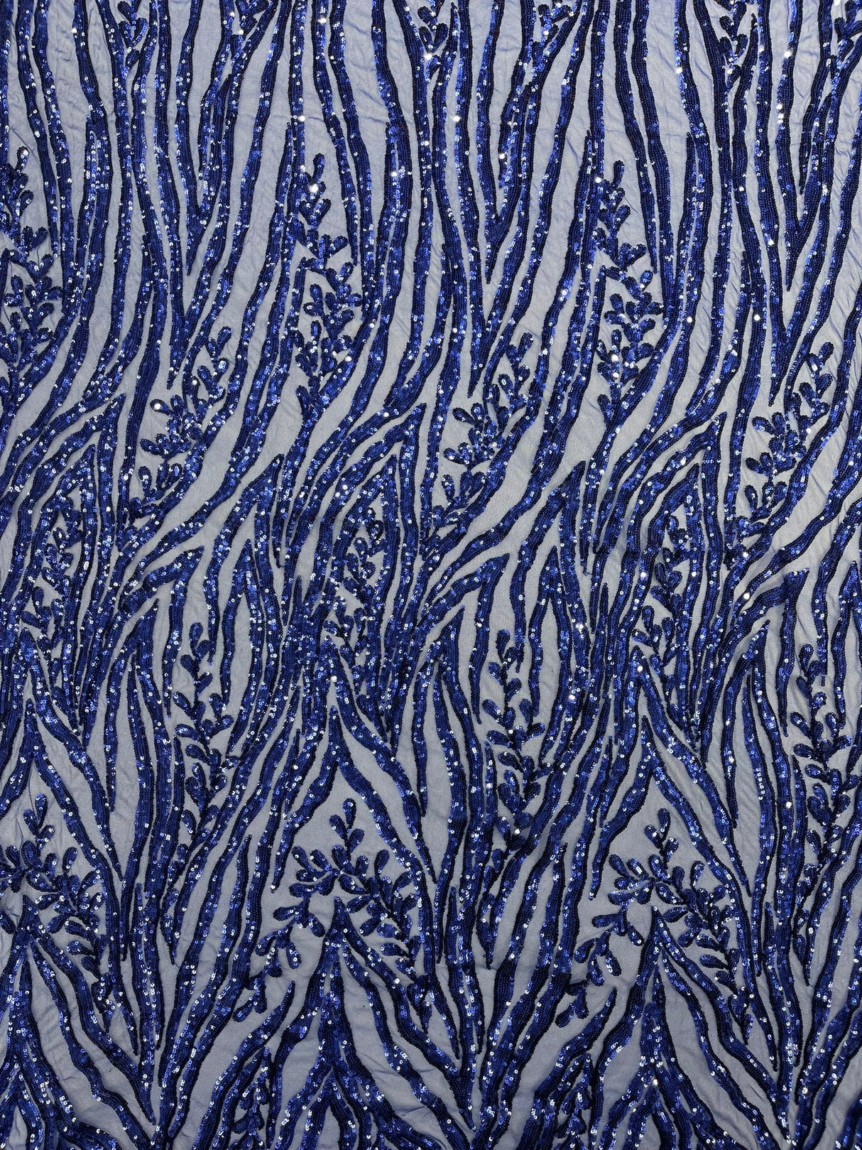 Vine/Root Sequin 4 Way Stretch Mesh Fabric - Vine/Root Sequin Pattern, 54" Width (1 Yard)