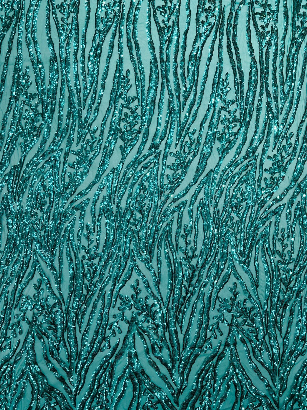 Vine/Root Sequin 4 Way Stretch Mesh Fabric - Vine/Root Sequin Pattern, 54" Width (1 Yard)