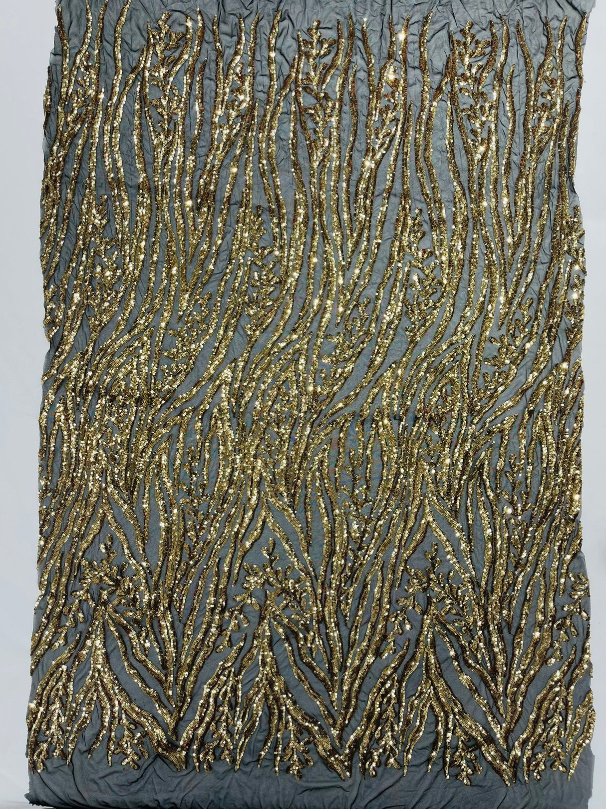 Vine/Root Sequin 4 Way Stretch Mesh Fabric - Vine/Root Sequin Pattern, 54" Width (1 Yard)