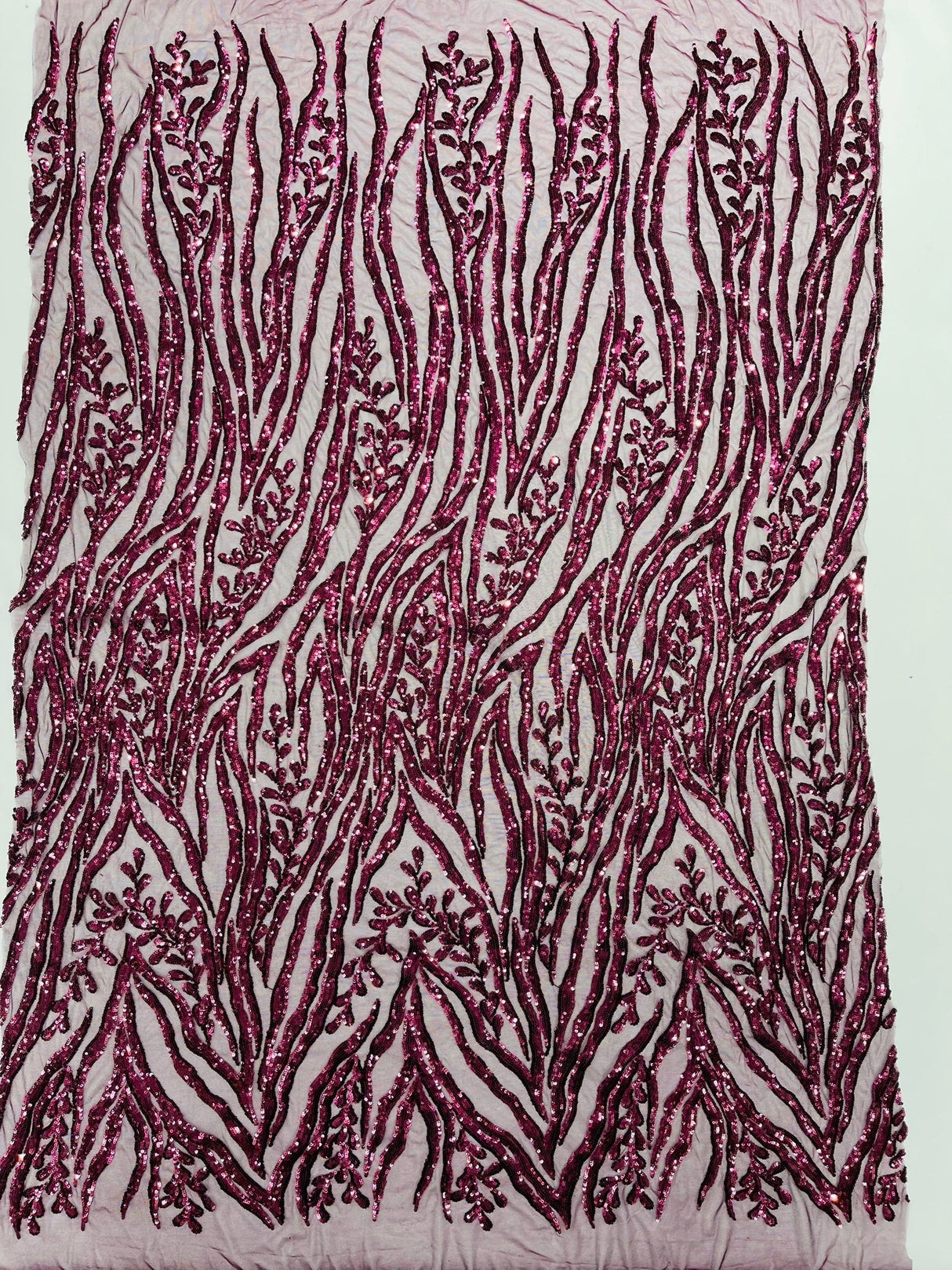 Vine/Root Sequin 4 Way Stretch Mesh Fabric - Vine/Root Sequin Pattern, 54" Width (1 Yard)