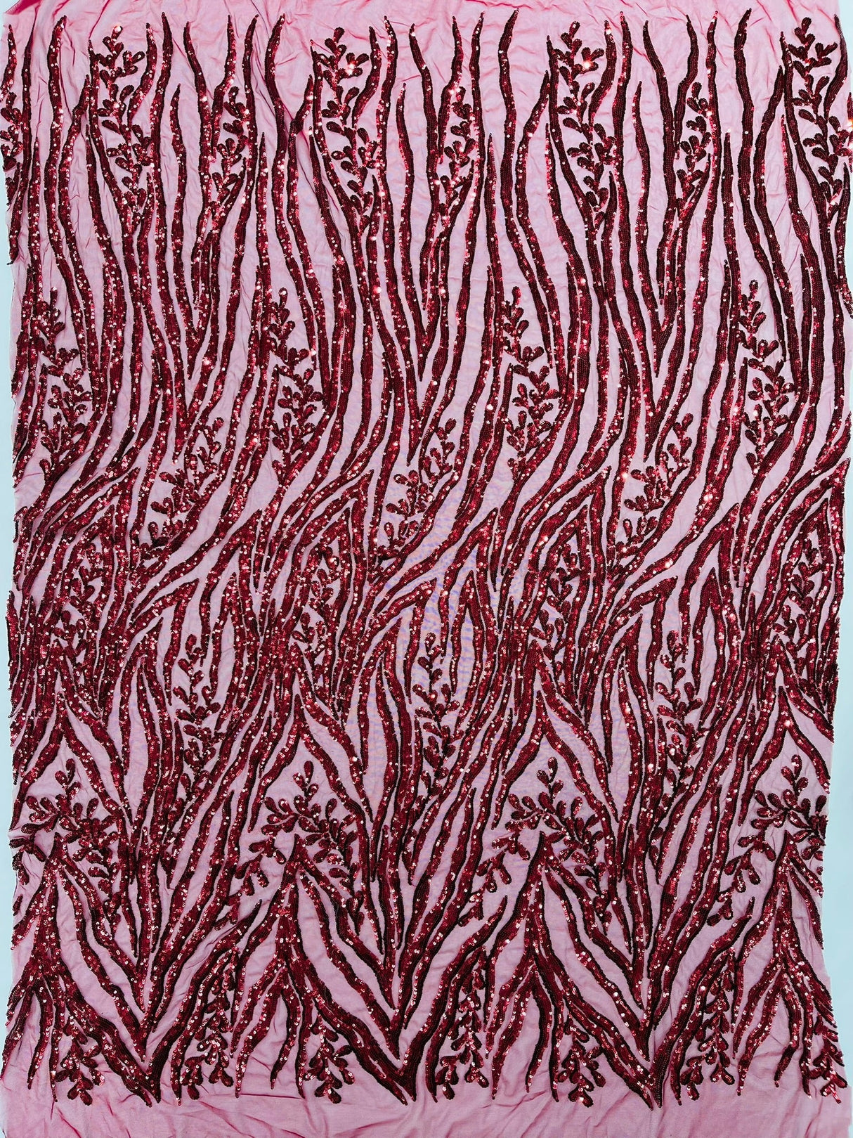 Vine/Root Sequin 4 Way Stretch Mesh Fabric - Vine/Root Sequin Pattern, 54" Width (1 Yard)
