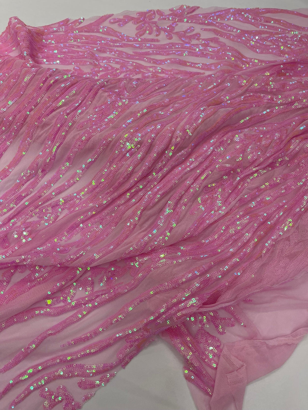Vine/Root Sequin 4 Way Stretch Mesh Fabric - Vine/Root Sequin Pattern, 54" Width (1 Yard)