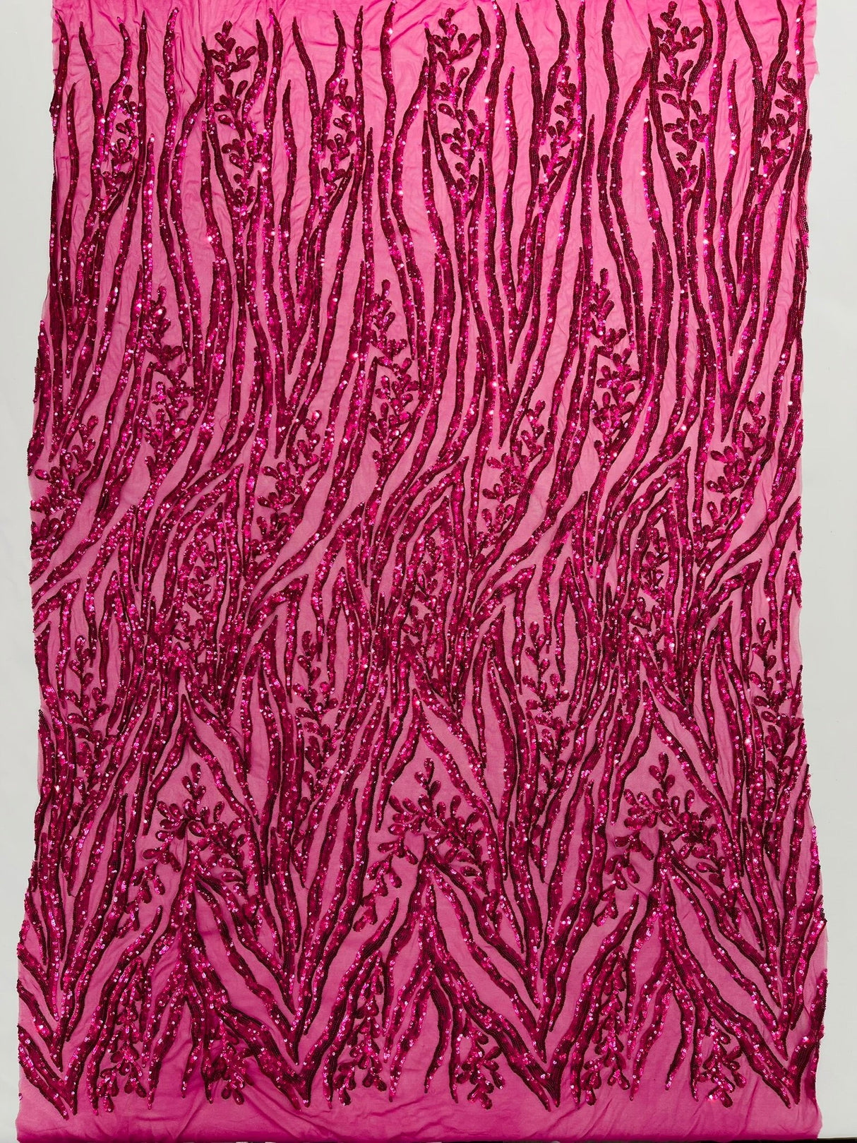 Vine/Root Sequin 4 Way Stretch Mesh Fabric - Vine/Root Sequin Pattern, 54" Width (1 Yard)