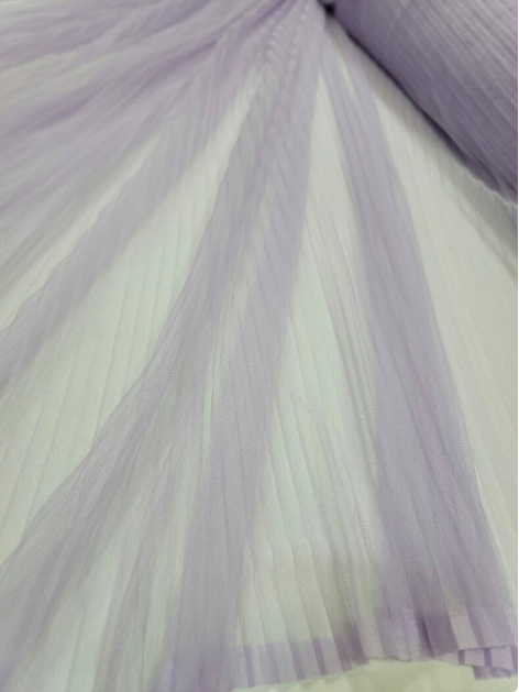 Lavender Mesh Pleated Lace Fabric