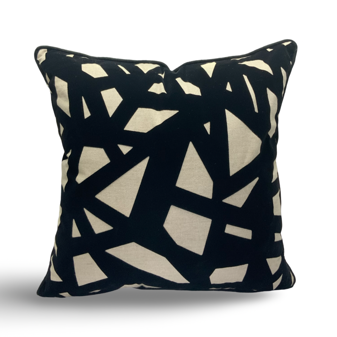 Viva014 Black Velvet Geometric Accent Pillow Polyester Fabric - Multi, 20" X 20" (1 Unit)