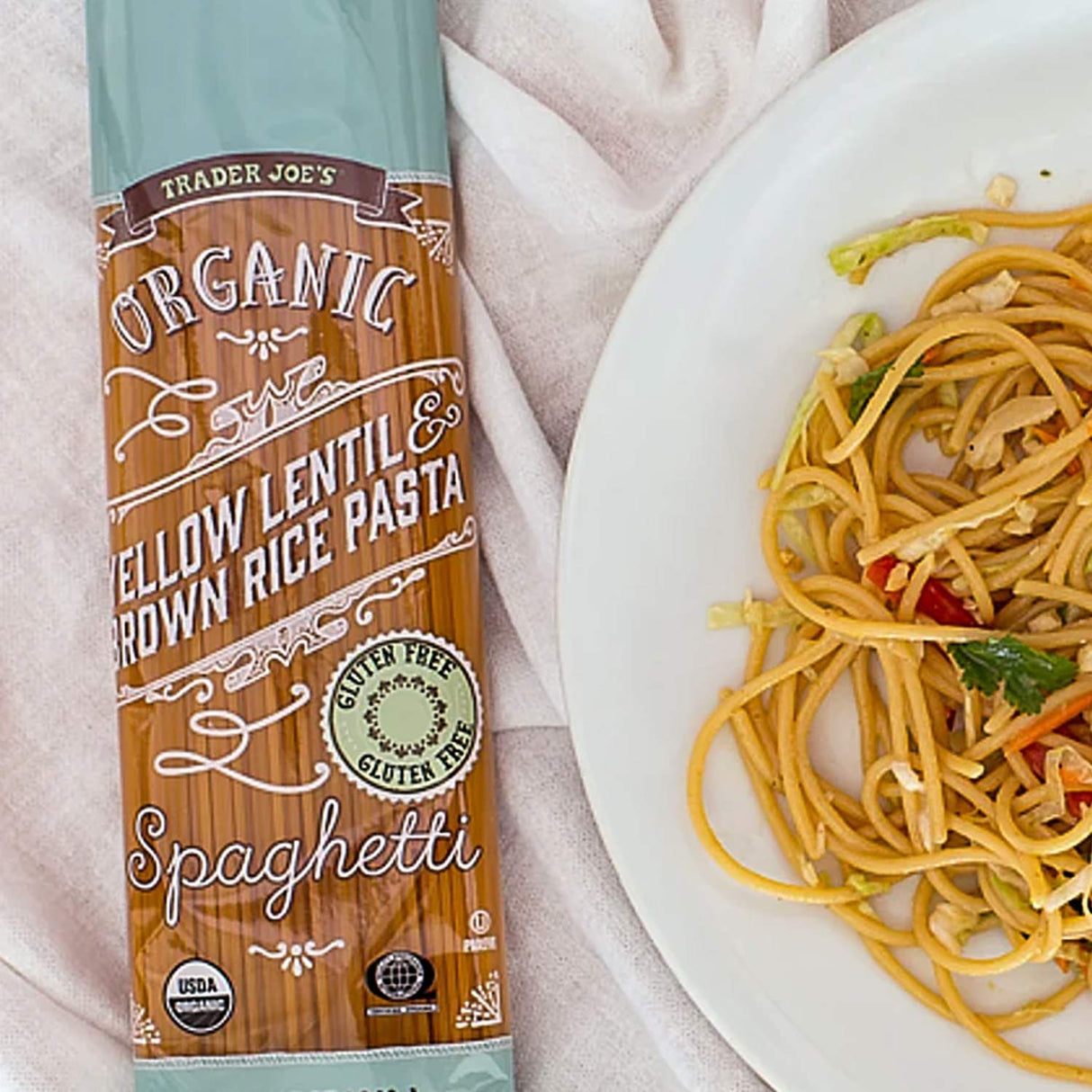 Trader Joe's Organic Yellow Lentil & Brown Rice Spaghetti 12 oz