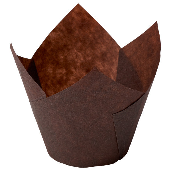 Dark Brown Tulip Baking Cups – Cupcake Muffin Liners, 100 Count