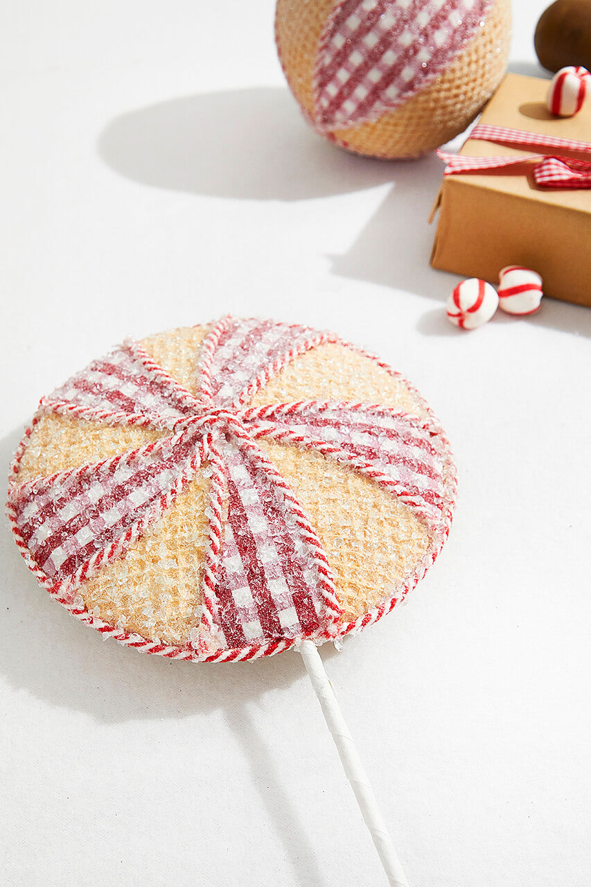 23” Red and White Waffle Peppermint Spray