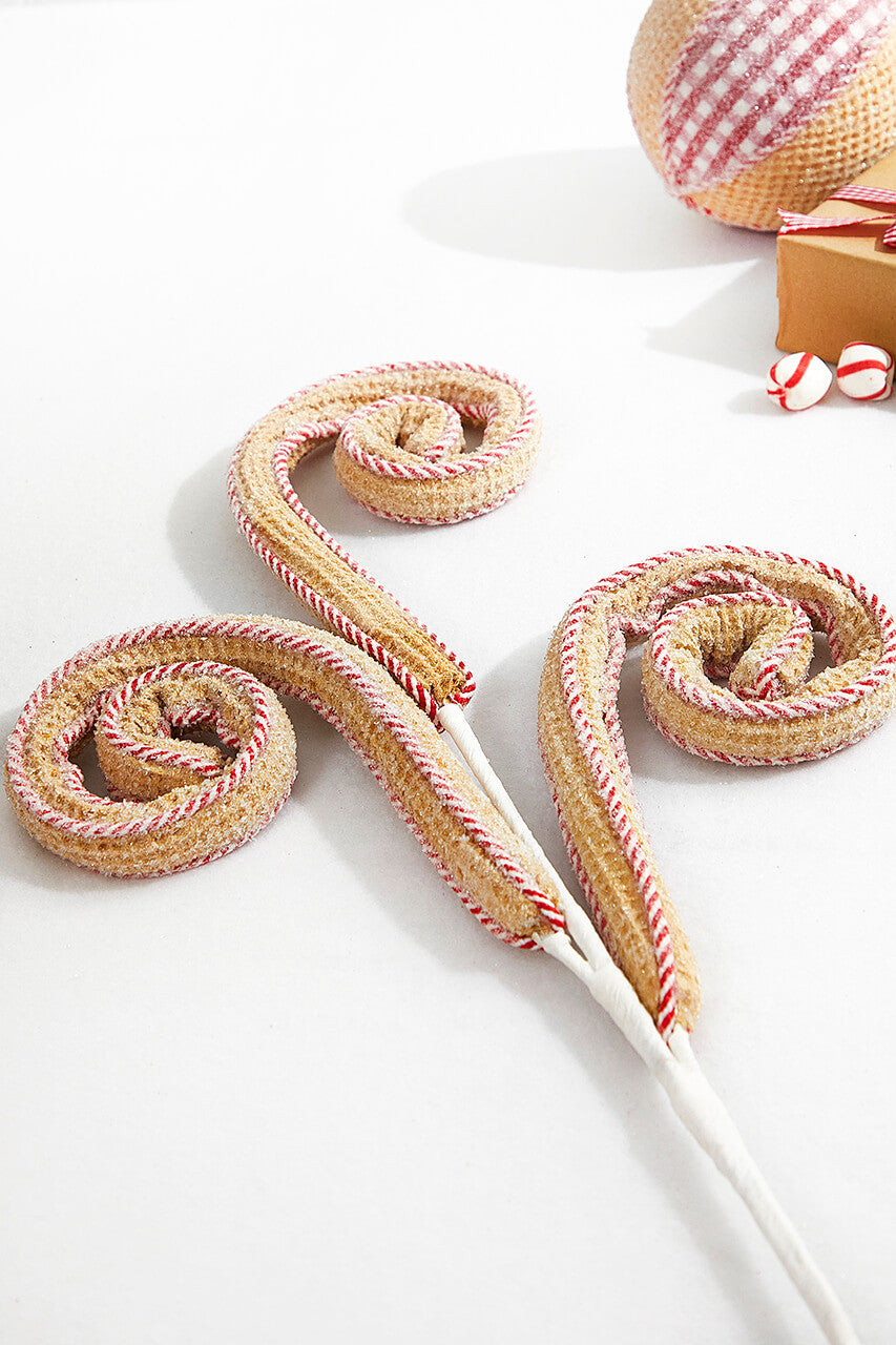 Peppermint Waffle Spray 29 Inch Red White Christmas Decor