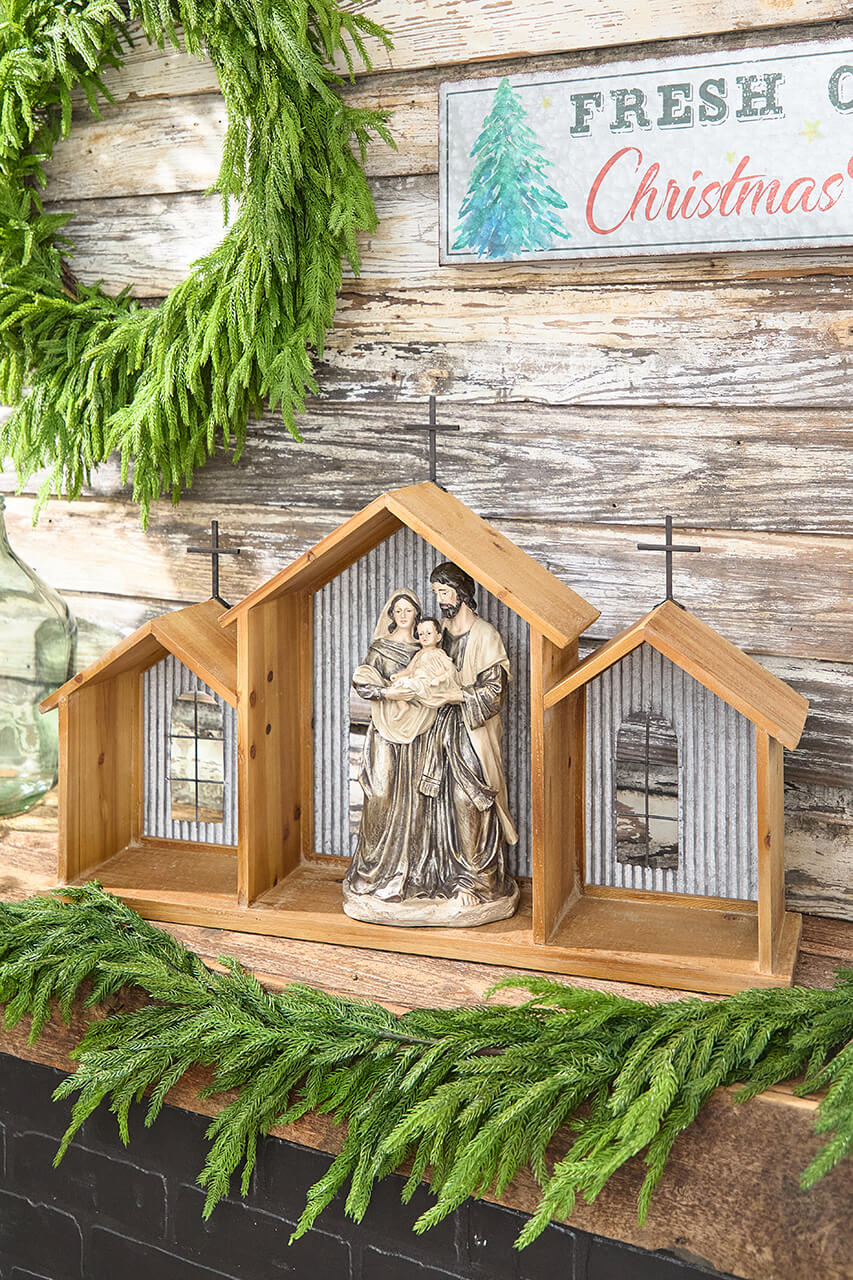20” x 29” Rustic Wood & Metal Creche