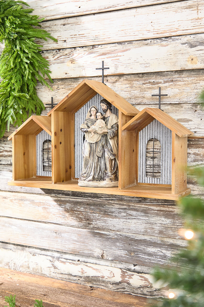 20” x 29” Rustic Wood & Metal Creche