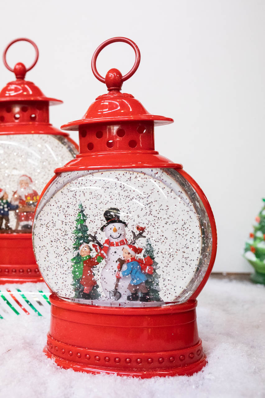 11.5" Battery Operated Lighted Spinning Water Globe with Holiday Design