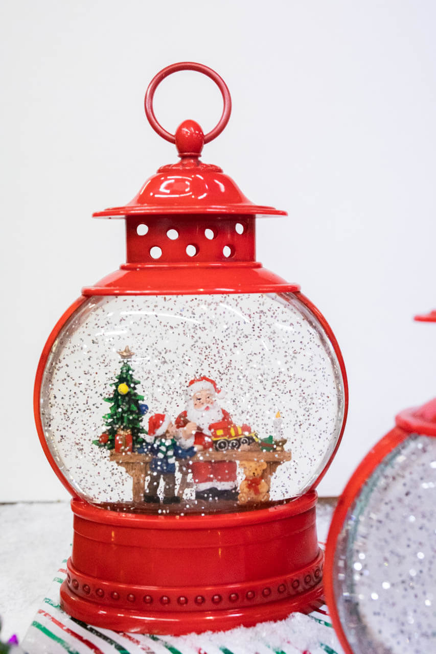 11.5" Battery Operated Lighted Spinning Water Globe with Holiday Design