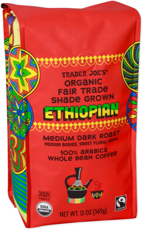 Ethiopian Organic Coffee Beans Fair Trade Shade Grown 13 Oz