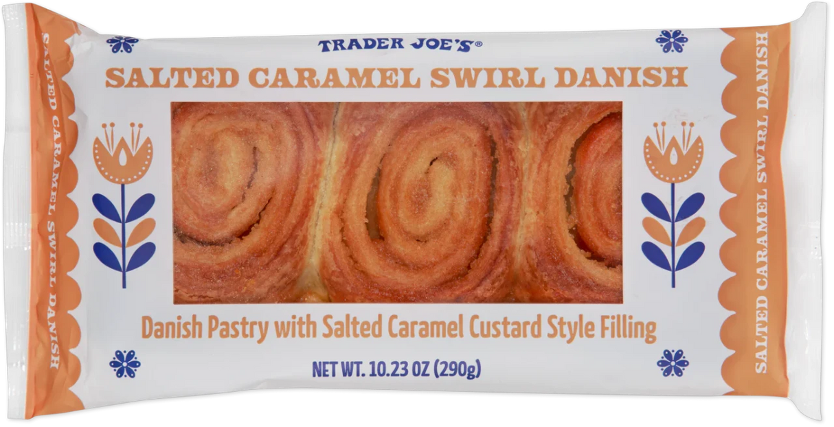 Salted Caramel Swirl Danish 10.23 Oz Flaky Danish Pastry with Caramel Custard Swirl