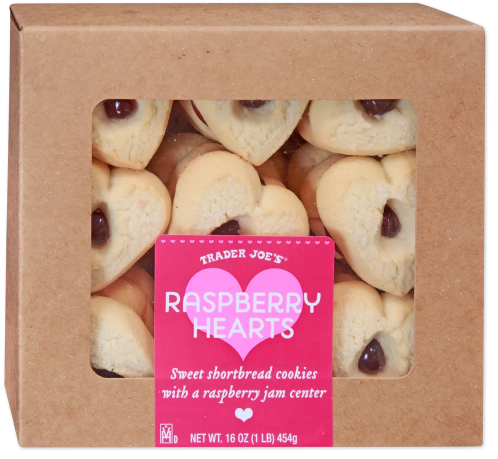 Raspberry Hearts Cookies 16 Oz Heart Shaped Shortbread Raspberry Jam Cookies