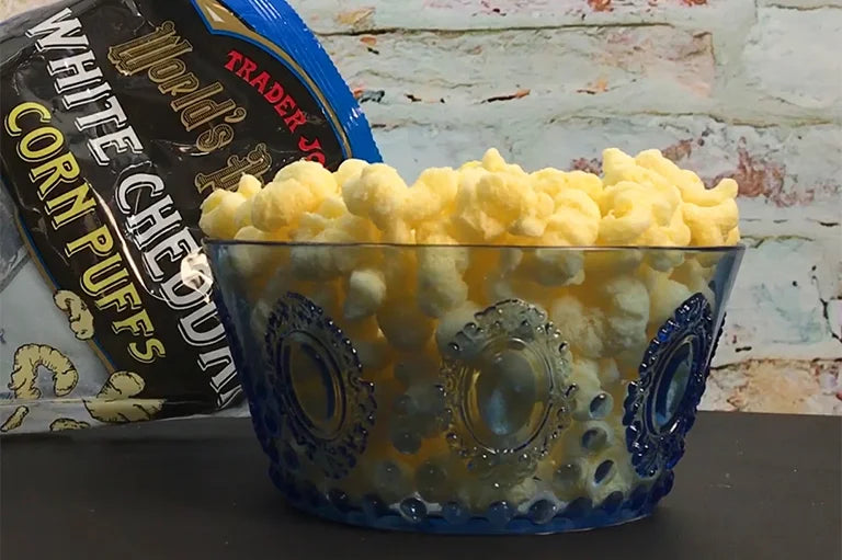 World’s Puffiest White Cheddar Corn Puffs – Extra Airy Cheese Snack