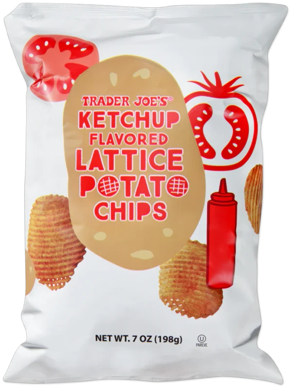 Ketchup Flavored Lattice Potato Chips – Tangy Tomato & Vinegar Crunch (7 oz)