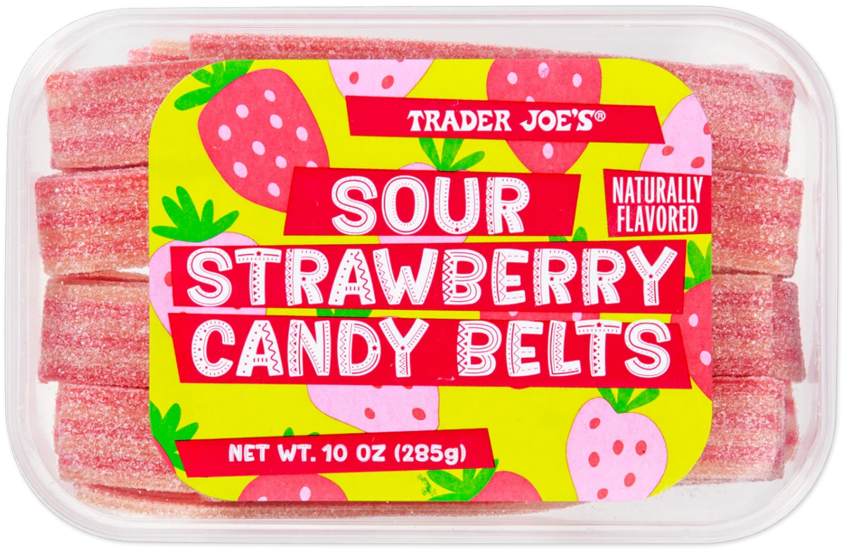 Sour Strawberry Candy Belts – Tangy Strawberry Chewy Strips (10 oz)