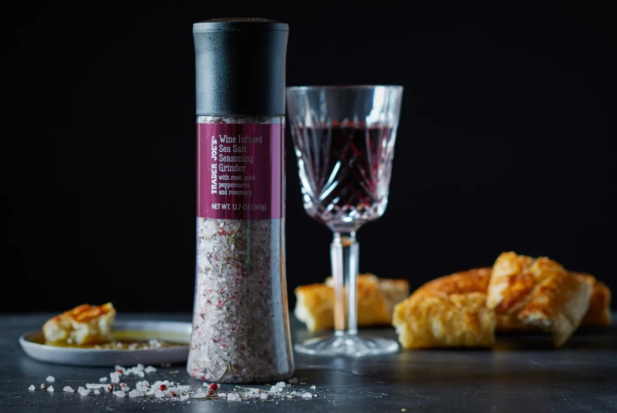 Wine Infused Sea Salt Grinder – Rosé Wine Seasoned Gourmet Salt Blend