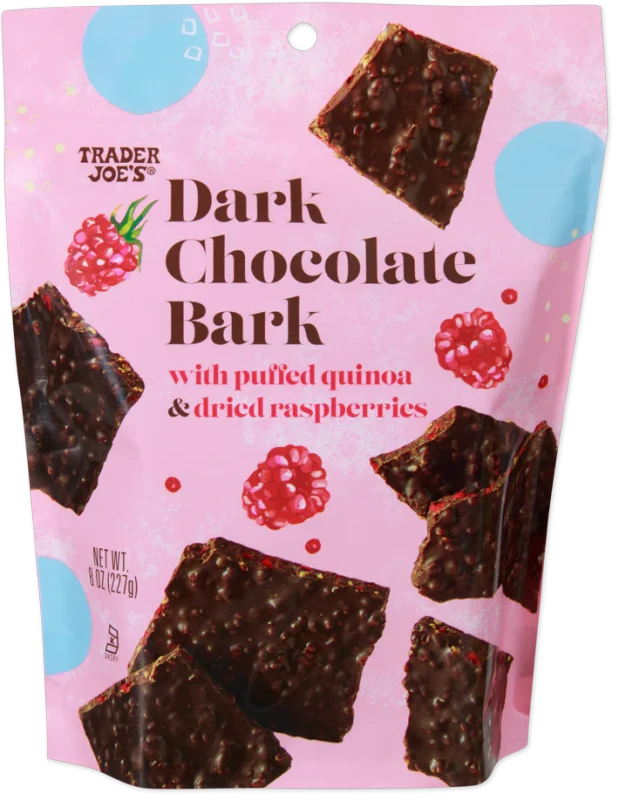 Dark Chocolate Bark – Puffed Quinoa & Dried Raspberries Snack