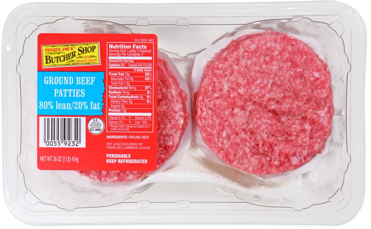 Ground Beef Patties 80/20 1 Lb Pre-Formed Beef Burgers
