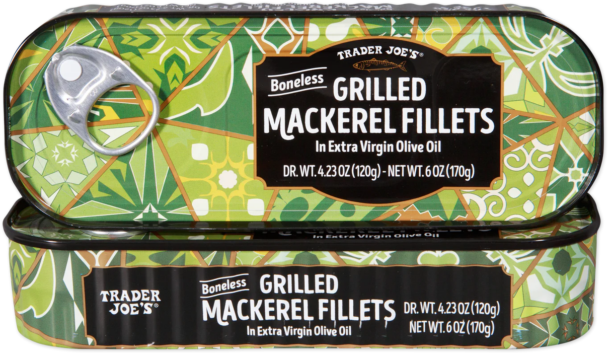 Boneless Grilled Mackerel Fillets – Wild-Caught in EVOO (6 Oz)