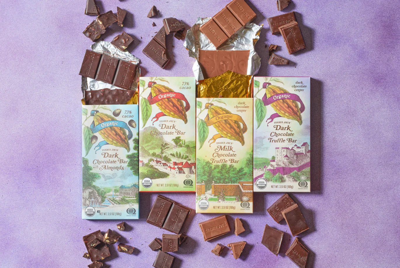 Trader Joes Organic Dark Chocolate Bar with Almonds/3.51 Oz