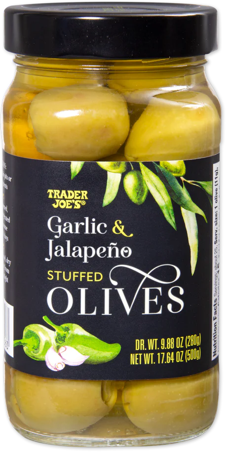 Trader Joes Garlic & Jalapeño Stuffed Olives/17.64 Oz
