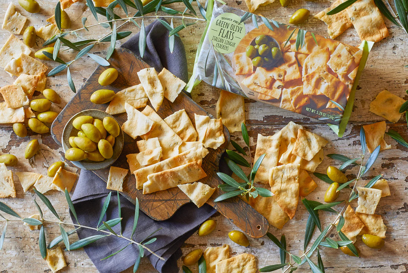 Green Olive Flats Italian Lingue Crackers 5.29 oz
