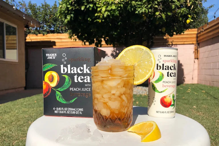 Sparkling Black Tea with Peach Juice Beverage 8.45 Fl Oz