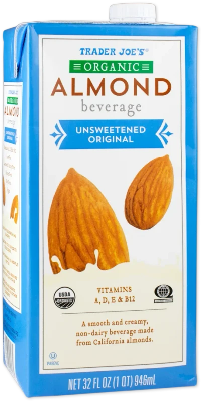 Organic Unsweetened Almond Beverage Dairy Free Vegan Milk Alternative