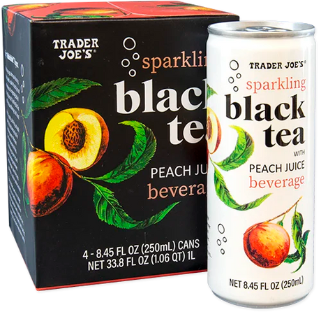 Sparkling Black Tea with Peach Juice Beverage 8.45 Fl Oz