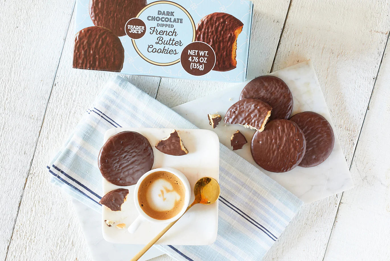 Dark Chocolate Dipped French Butter Cookies /4.76 Oz