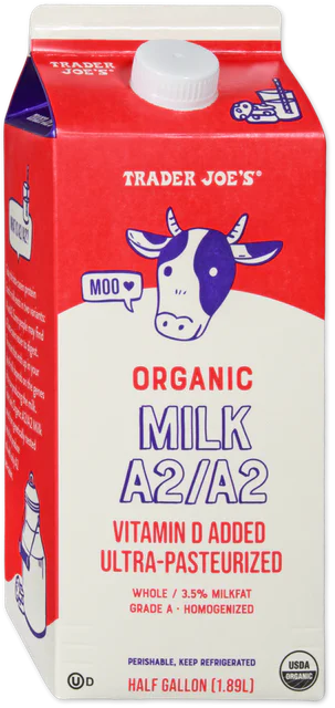 Organic A2 Whole Milk Creamy Easy Digest Dairy Milk 64 Fl Oz