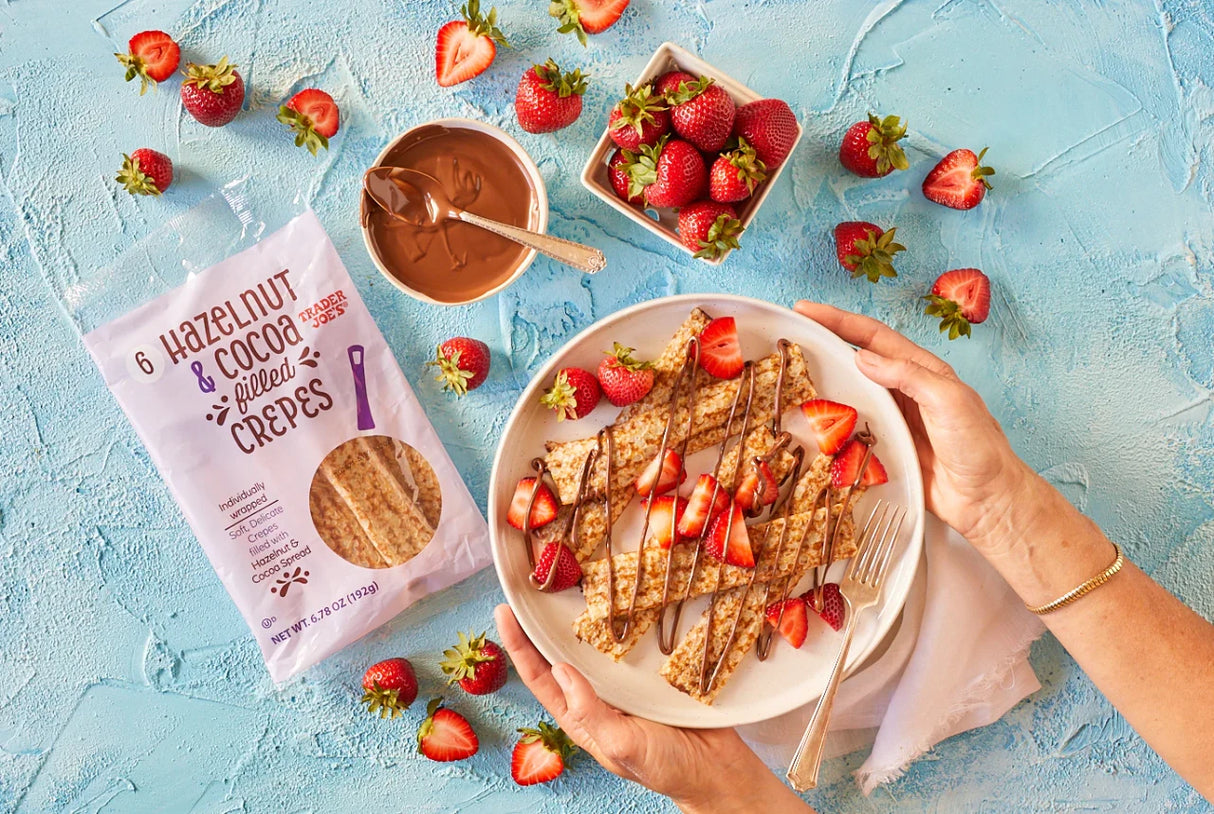 Hazelnut & Cocoa Filled Crepes 6.78 Oz Soft French Style Crepes with Chocolate Hazelnut Filling