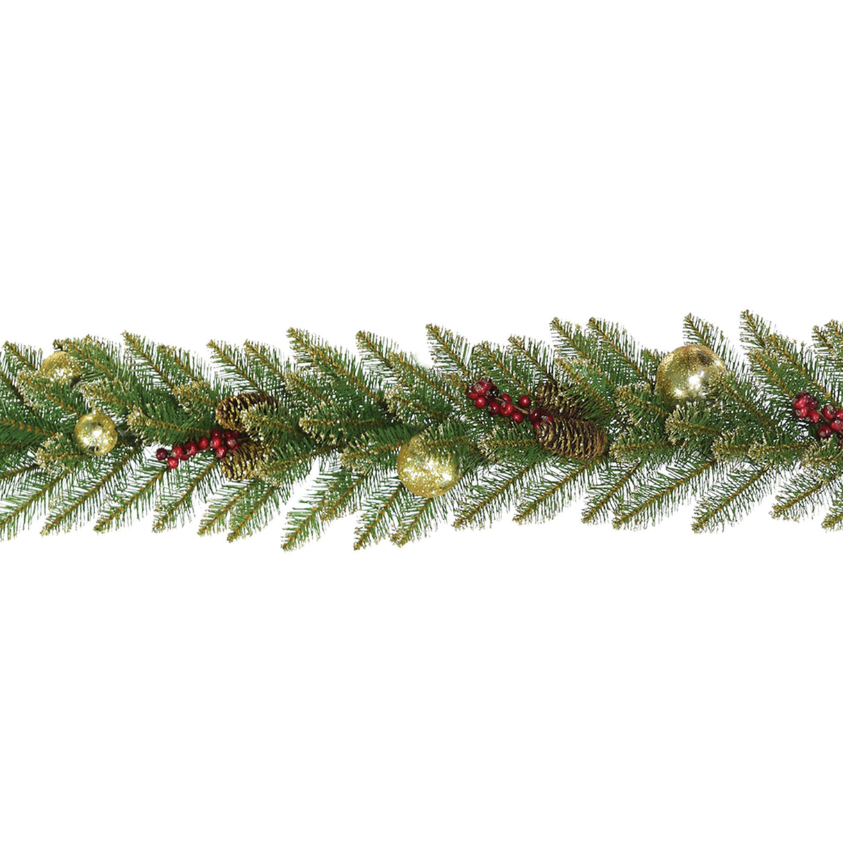 9FT Pre-Lit Dunhill Fir Glittery Gold Garland with LED Light