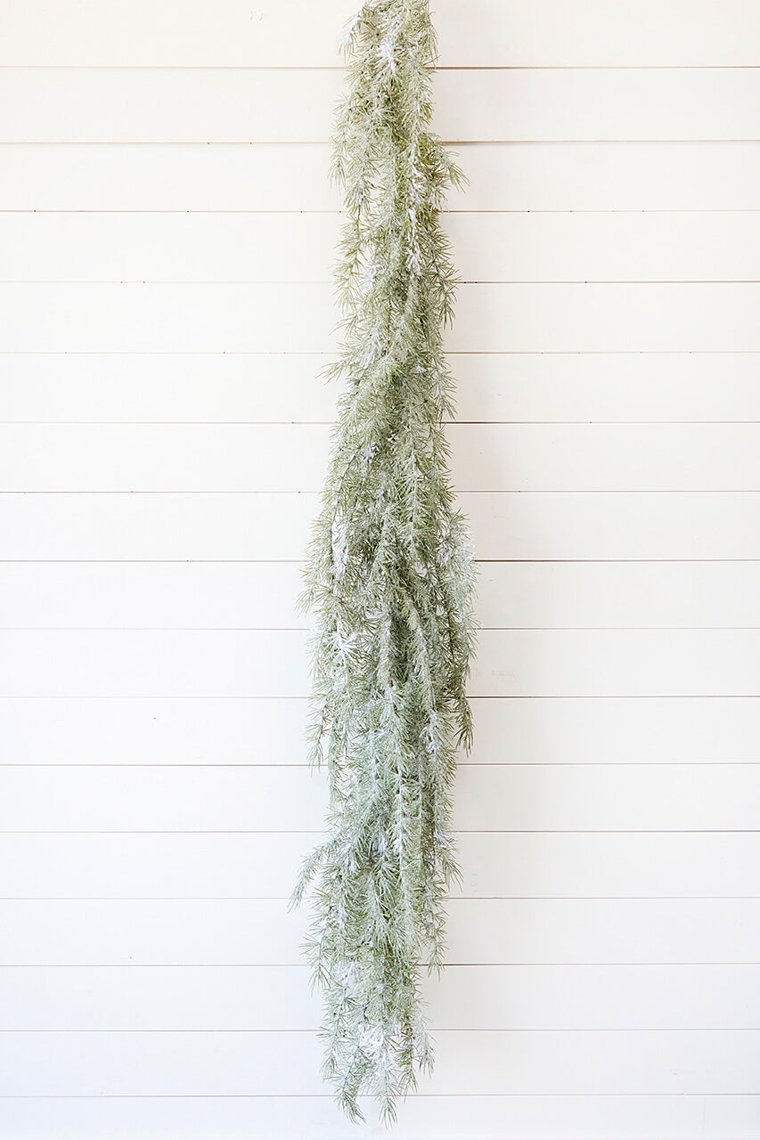6' Pine Weeping Garland with Frost