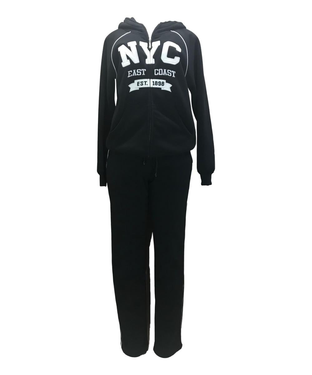 Women's Fleece NYC Matching Tracksuit Fleece Fabric - Rose, Black, Teal, Burgundy, Purple, Light Grey, Dark Grey, Fucshia, Two Piece, Cold Weather, S-XL (1 Set)