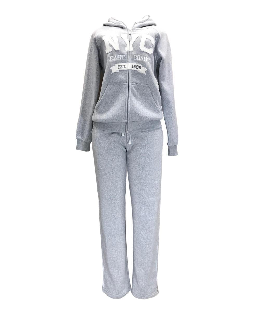 Women's Fleece NYC Matching Tracksuit Fleece Fabric - Rose, Black, Teal, Burgundy, Purple, Light Grey, Dark Grey, Fucshia, Two Piece, Cold Weather, S-XL (1 Set)