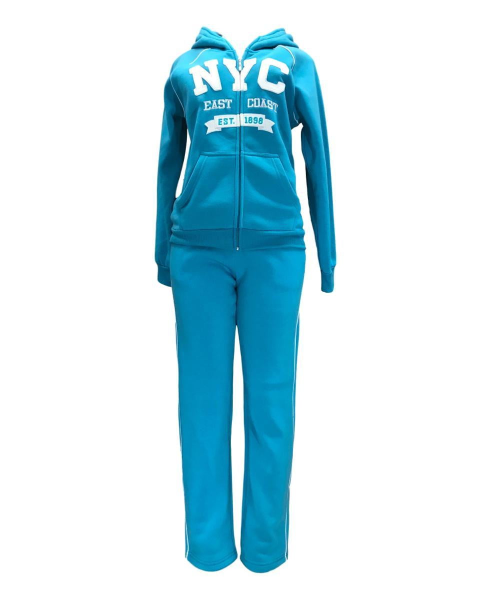 Women's Fleece NYC Matching Tracksuit Fleece Fabric - Rose, Black, Teal, Burgundy, Purple, Light Grey, Dark Grey, Fucshia, Two Piece, Cold Weather, S-XL (1 Set)