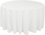 120 Inch Round White Premium Polyester Tablecloth for Wedding Banquet or Restaurant Use