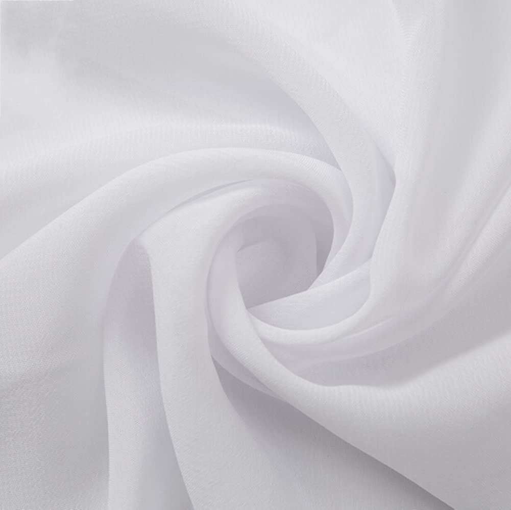Solid Color Chiffon Fabric - White Sheer, 58/60" Width
