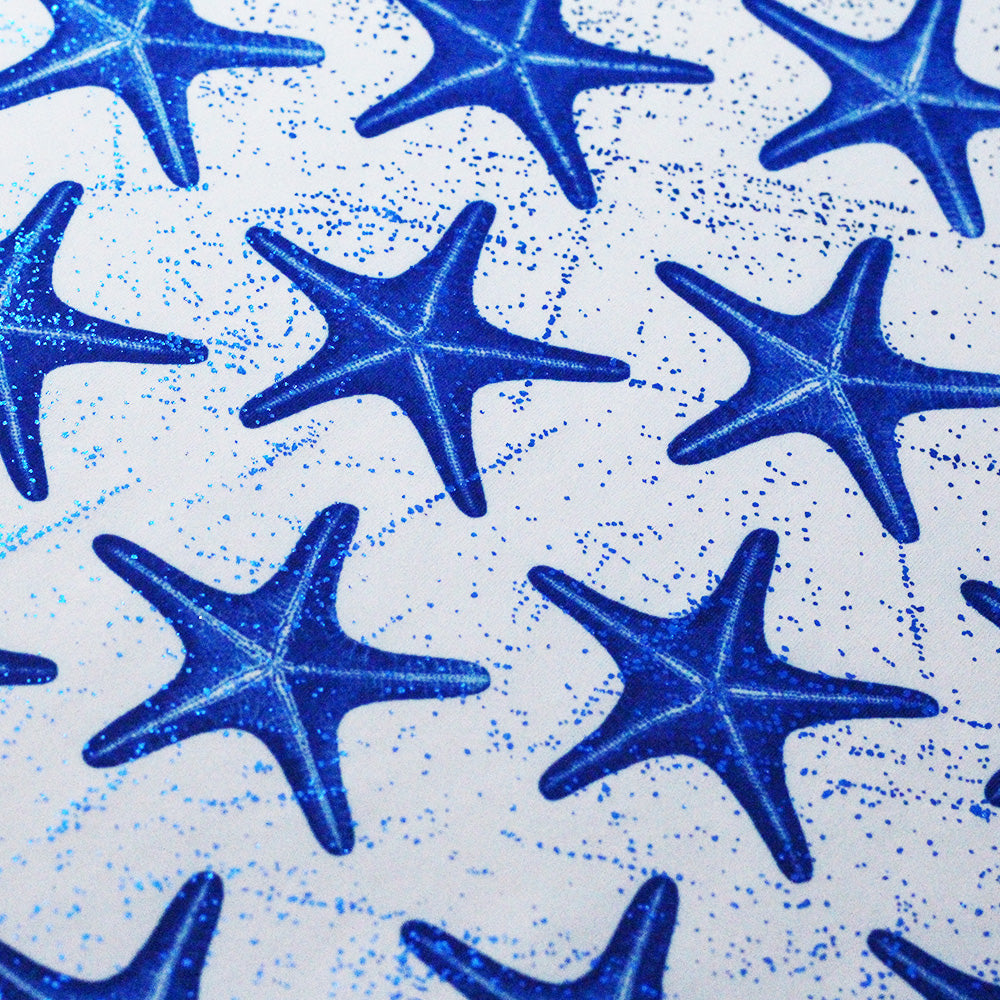 Sea Star Polyester Spandex Fabric - Multi-Color Sea Star Print, 58/60" Width (1 Yard)