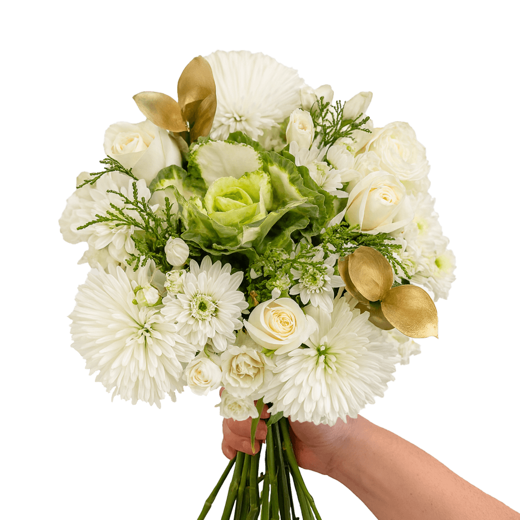 Golden Christmas Flower Bouquet Fresh Mixed Arrangement