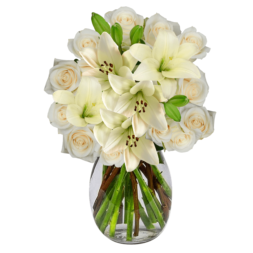Elegant Fresh Rose & Lily Bouquet Classic Floral Gift