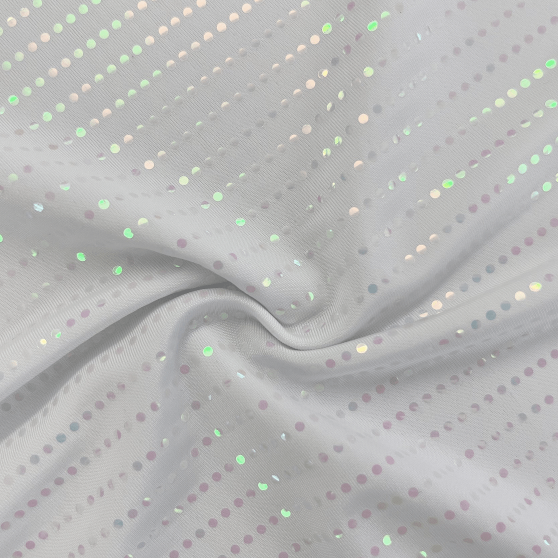 Waterfall On Polyester Spandex Fabric - Iridescent Sequin Dots, 56" Width (1 Yard)