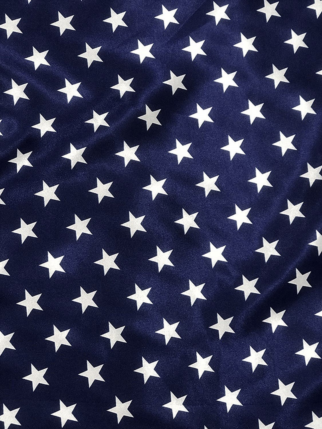 Star Satin Polyester Satin Fabric - Star Print, Royal Blue/Navy Blue, 58" Width (1 Yard)